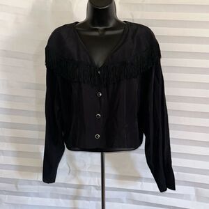 Sauci of California Vintage Black Fringe Bolero Jacket Women’s Size Large